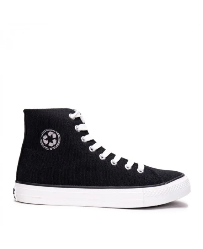 REDO BLACK VEGAN HIGH TOP SNEAKERS LACE-UP